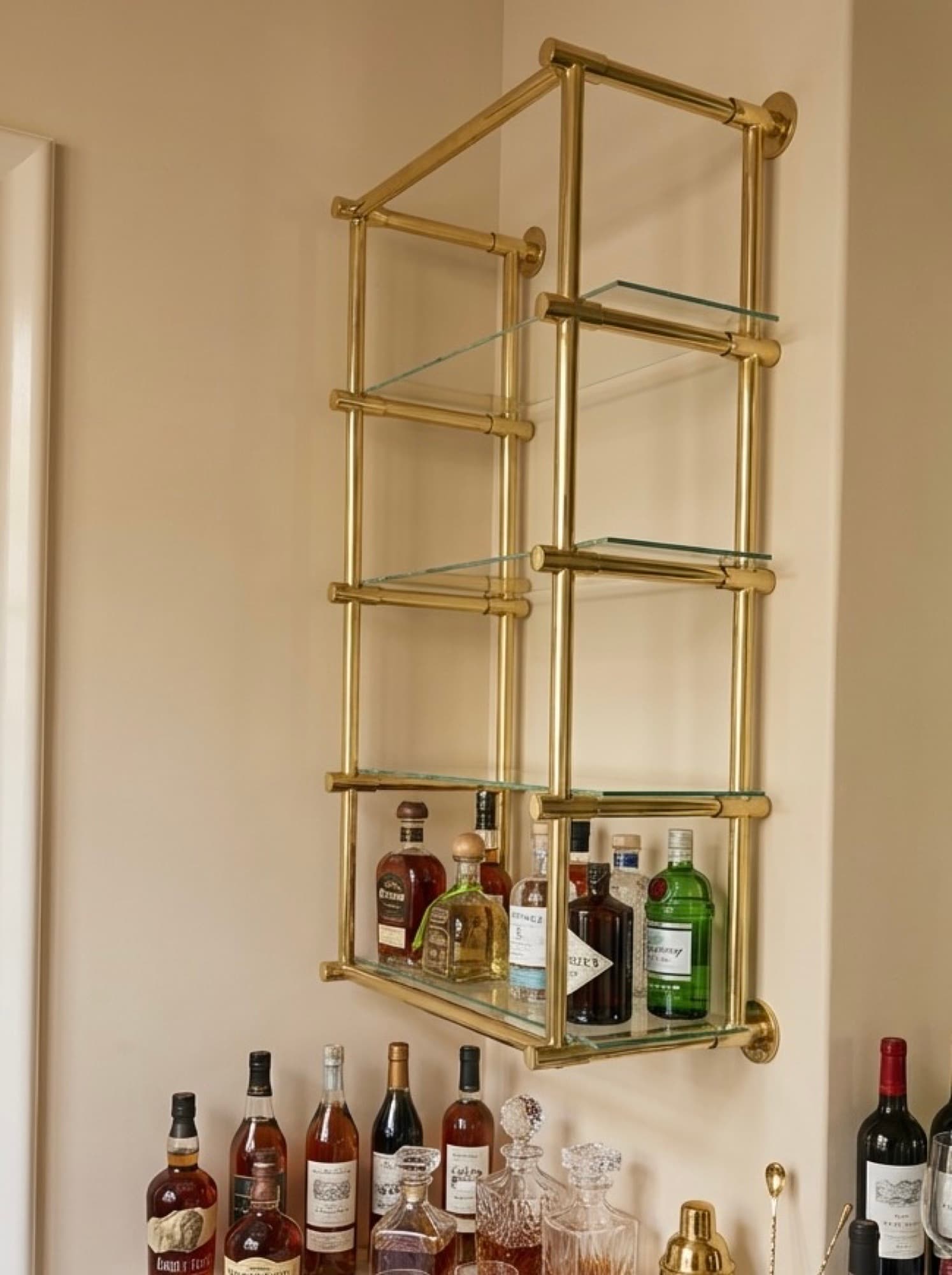 Brass & Glass Wall Shelving